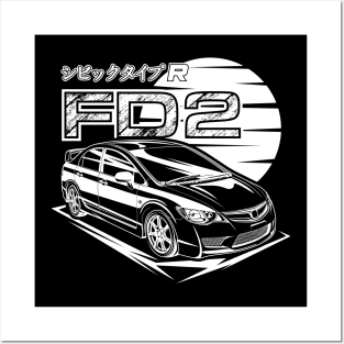 Civic FD2 Type R - White Print Posters and Art